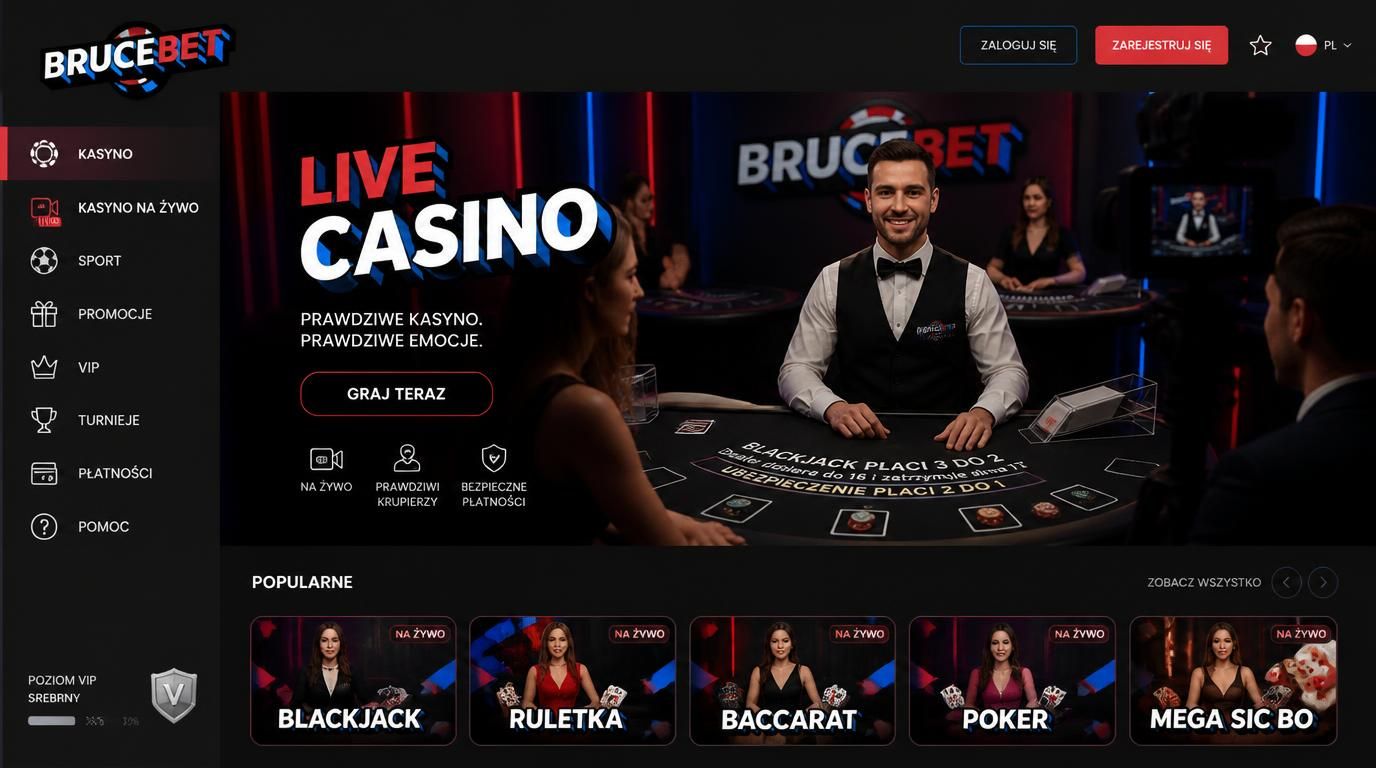 Wieczorne studio live casino z krupierem przy stole